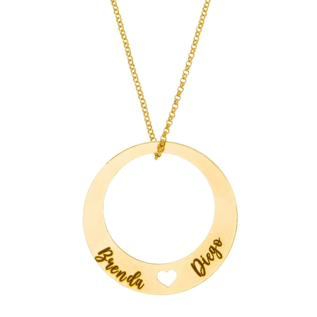 Colar Personalizado Medalha e Coração Vazado CO08