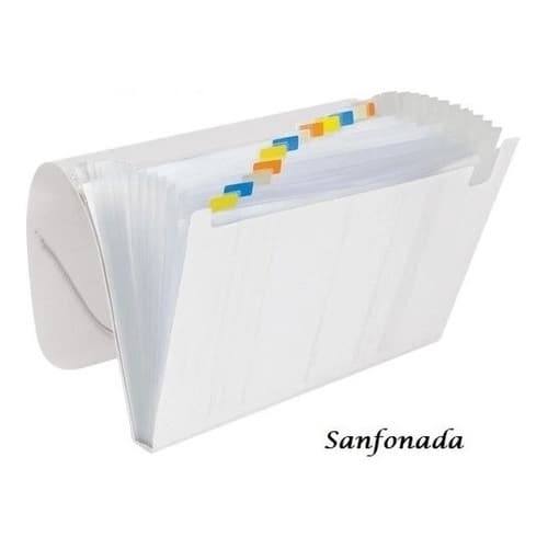 Pasta Sanfonada A4 Com 12 Divisórias Cristal