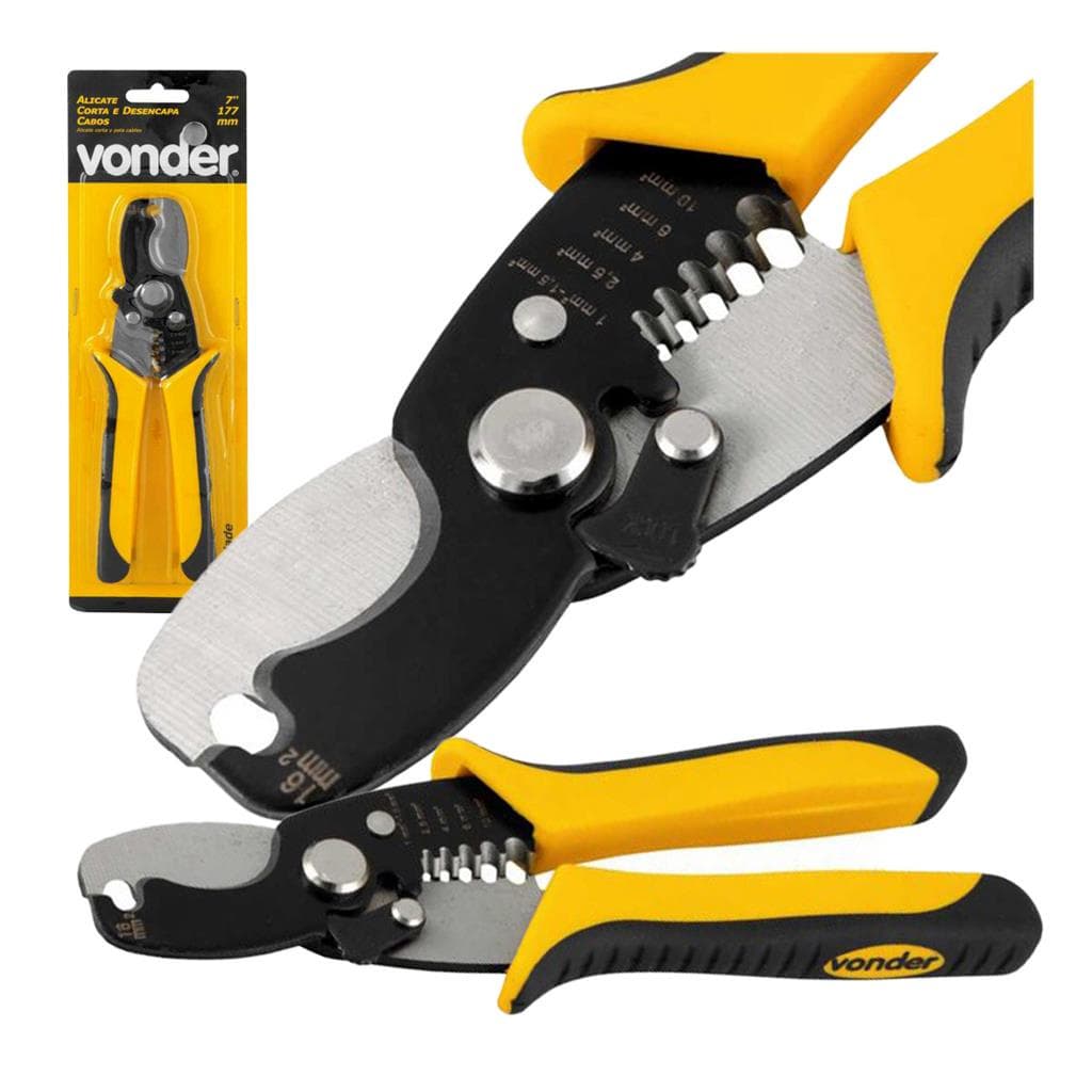 Alicate Decapador Descascador Desencapador Fio Cabo Eletrico 7Pol 177mm Vonder Ate 16mm