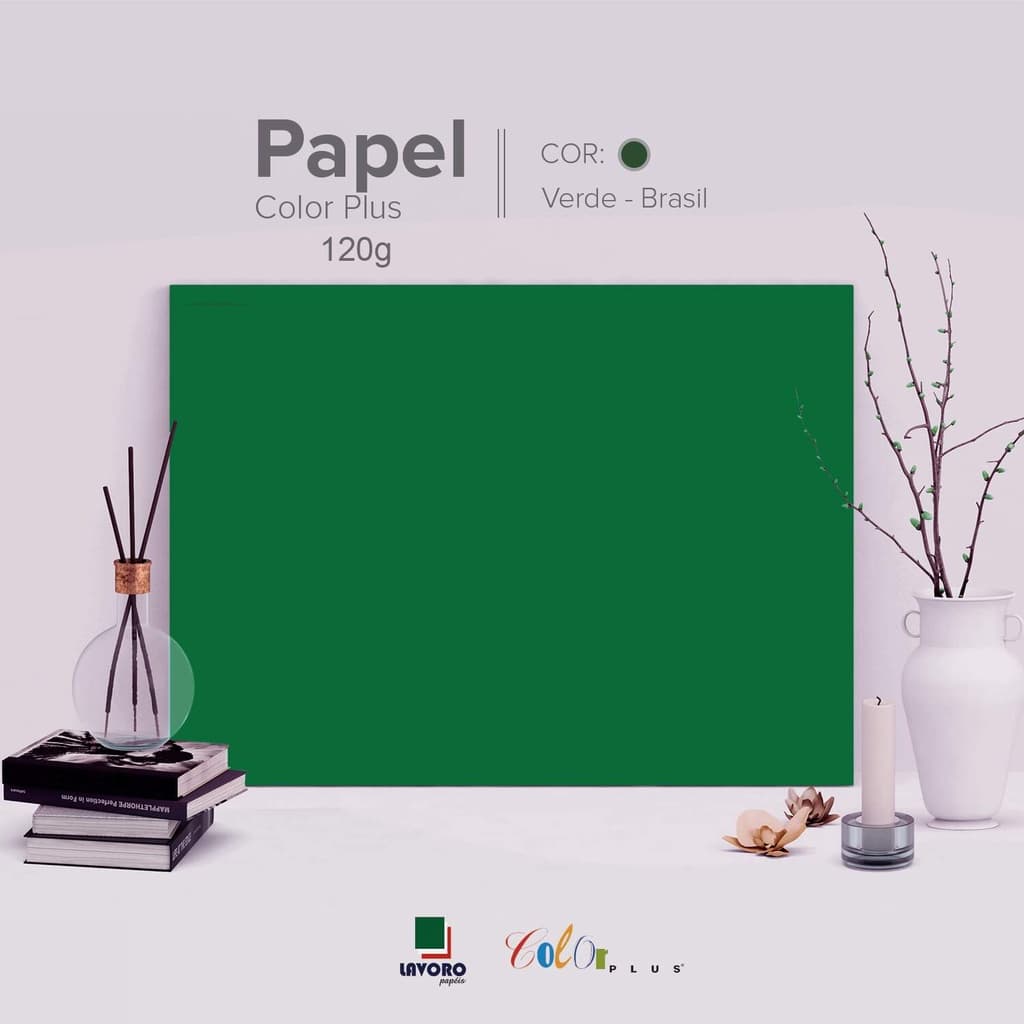 Papel Color Plus 120g 30,5x30,5 - Verde Bandeira (Brasil) - 30 Folhas
