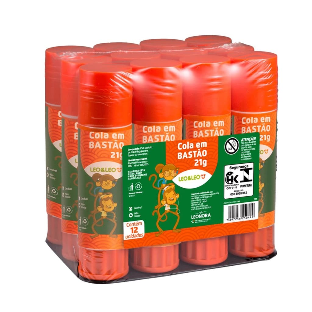 Cola Branca Em Bastão 21g Material Escolar Leo&Leo Cola Bastão