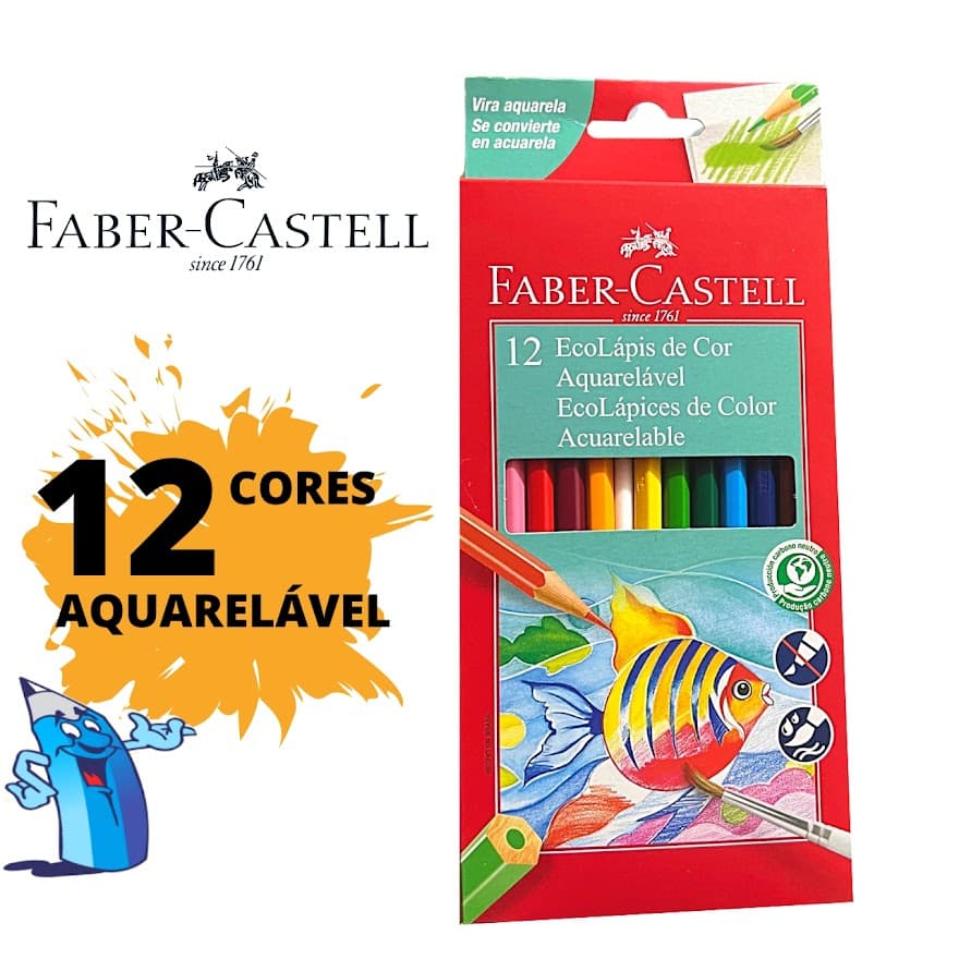 LAPIS DE COR FABER CASTELL AQUARELAVEL 12 CORES