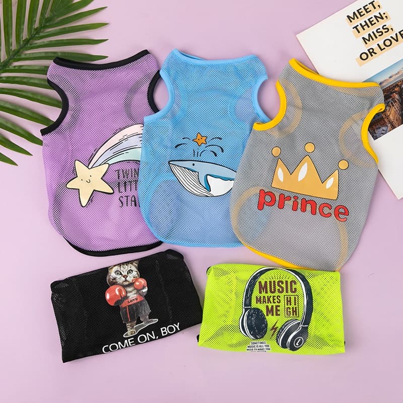 Roupas Para Cães Verão Usar Malha Fina Colete Gatos Ursos De Pelúcia Pomeranian Animais De Estimação