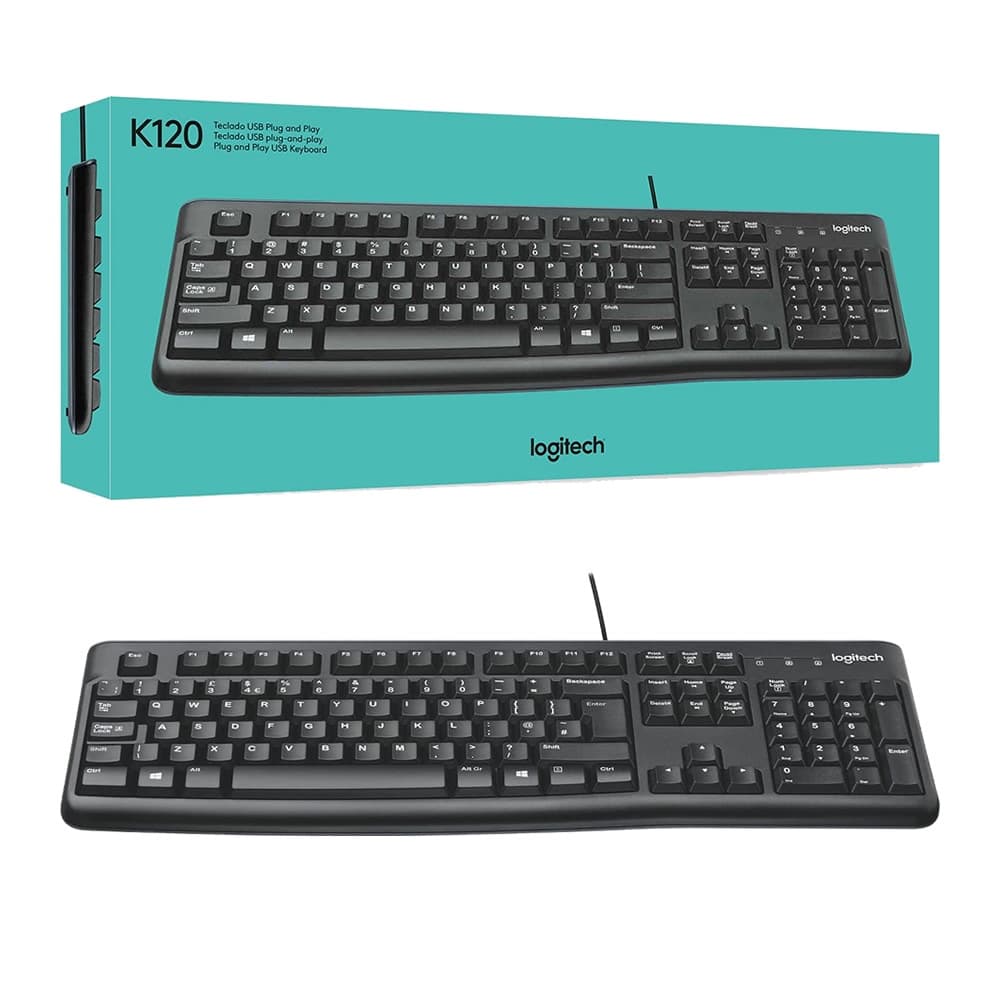 Teclado com fio USB Logitech K120 Portugues BR