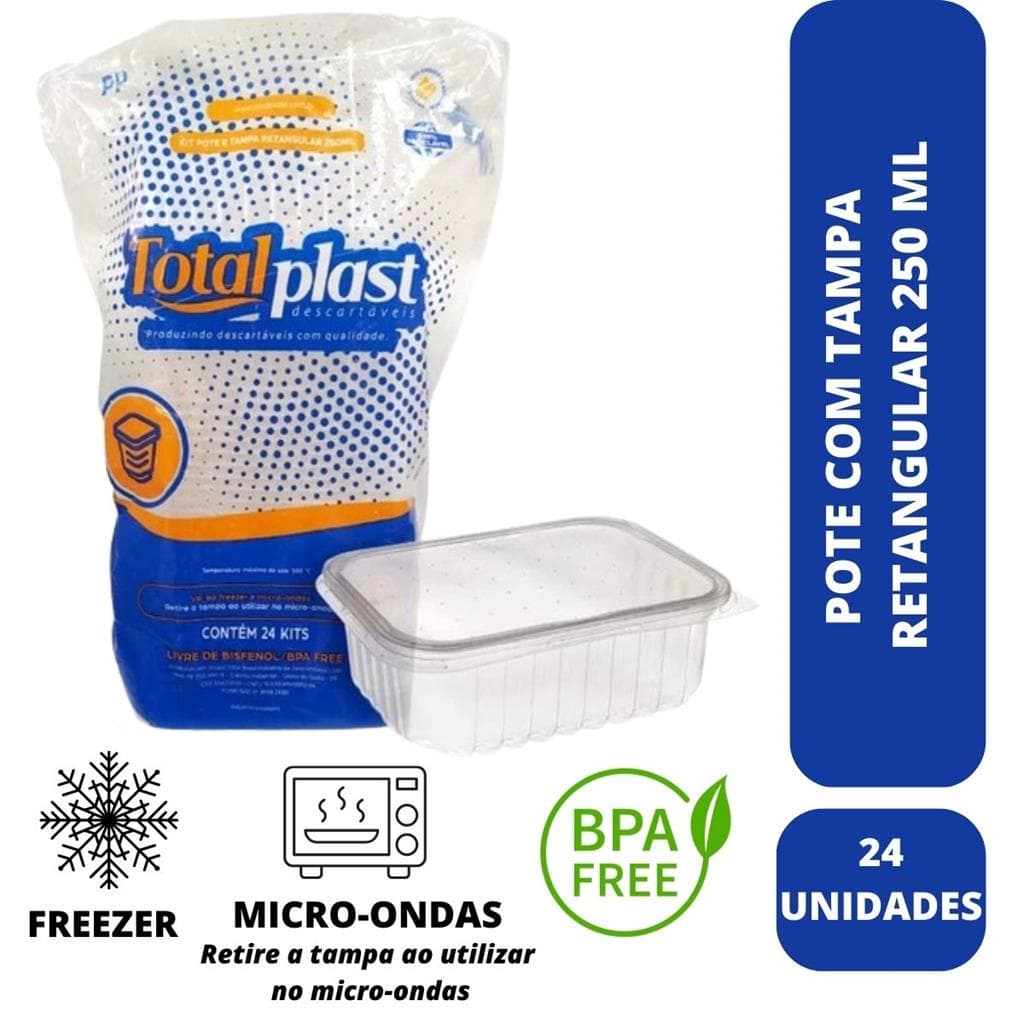Marmita Descartavel 250ml Freezer Micro-ondas Marmita - 24 Un