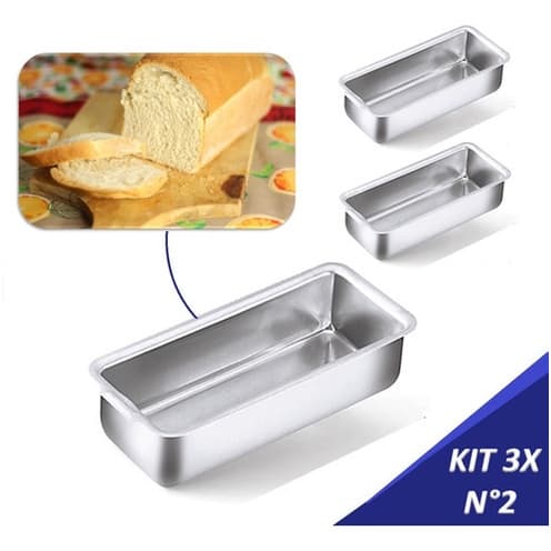 Kit 3 Formas Assadeira Pão Caseiro Gelo E Bolo Inglês N° 2