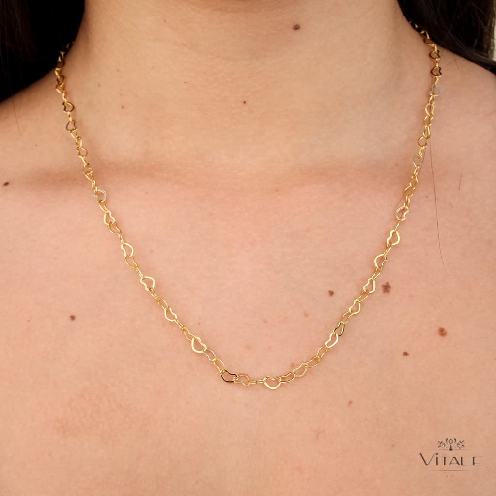 Colar de Coração Feminino 45cm Banhado a Ouro 18k / Envio Rápdo