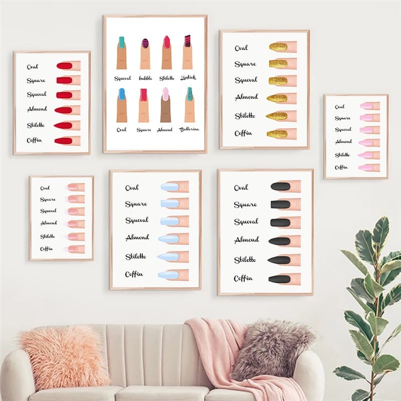 Quadro Decorativo unhas formas pintura em tela maquiagem arte da parede manicure loja impressões salão de beleza decoração do quarto da menina