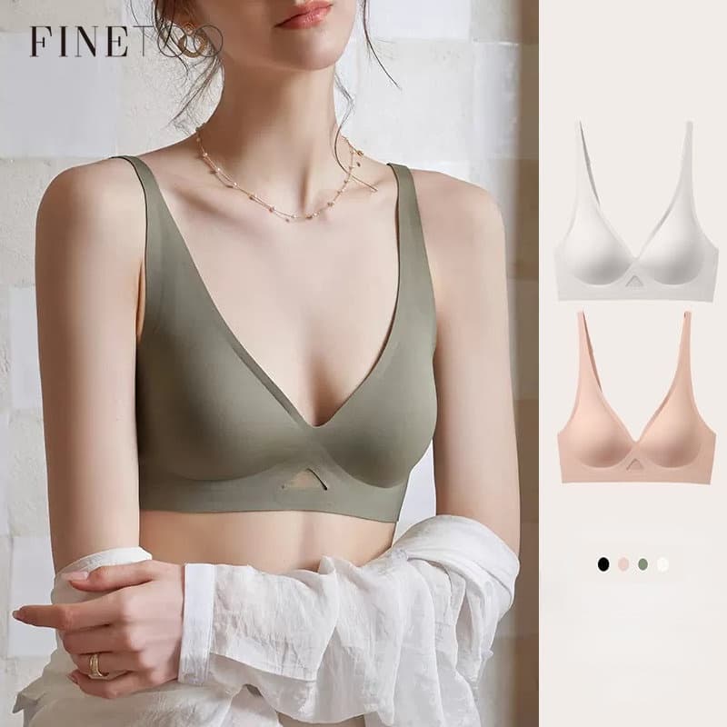 FINETOO Geléia Sem Costura SUJI Sutiã Feminino Não Marca Macio Respirável Roupa Íntima Fino Confortável Sono Para Mulheres