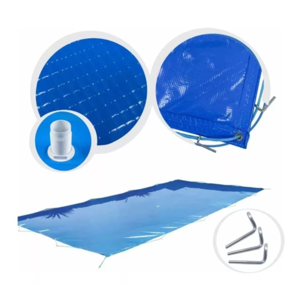 Capa Para Piscina Com Dreno 3x5M Protecao Sujeira Seguranca Lona pinos sujeira extensores pvc 500
