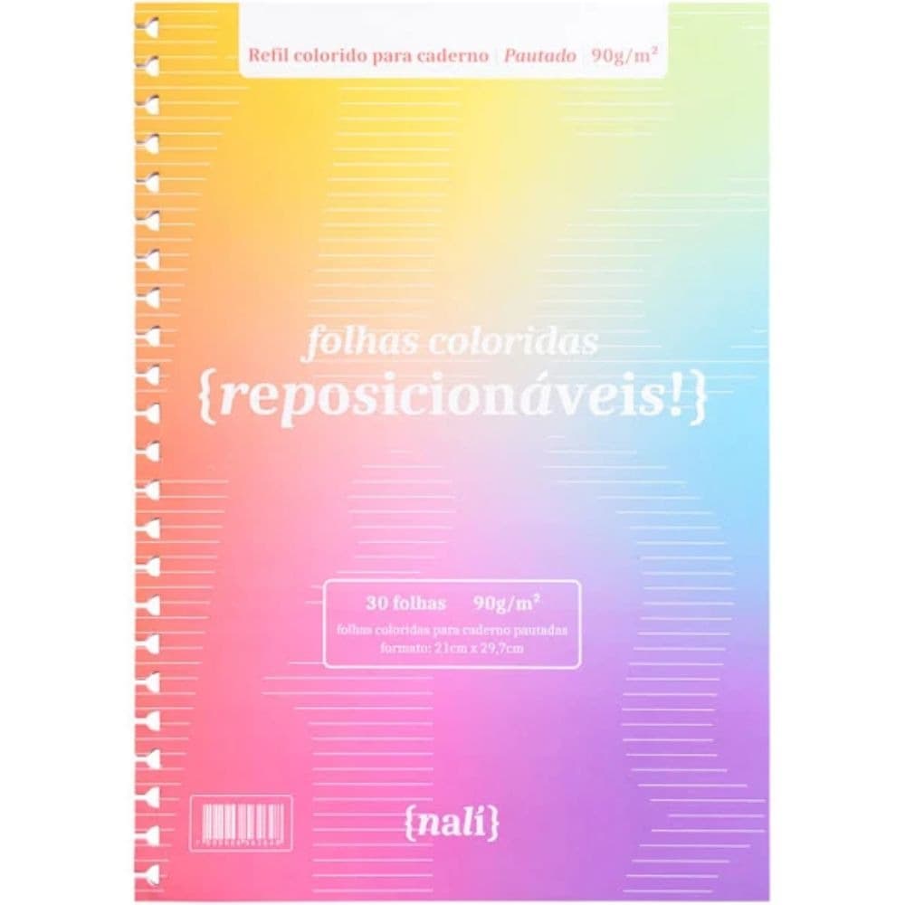 Refil p/ Caderno Nalí A4 Degrade Pautado 30 Fls