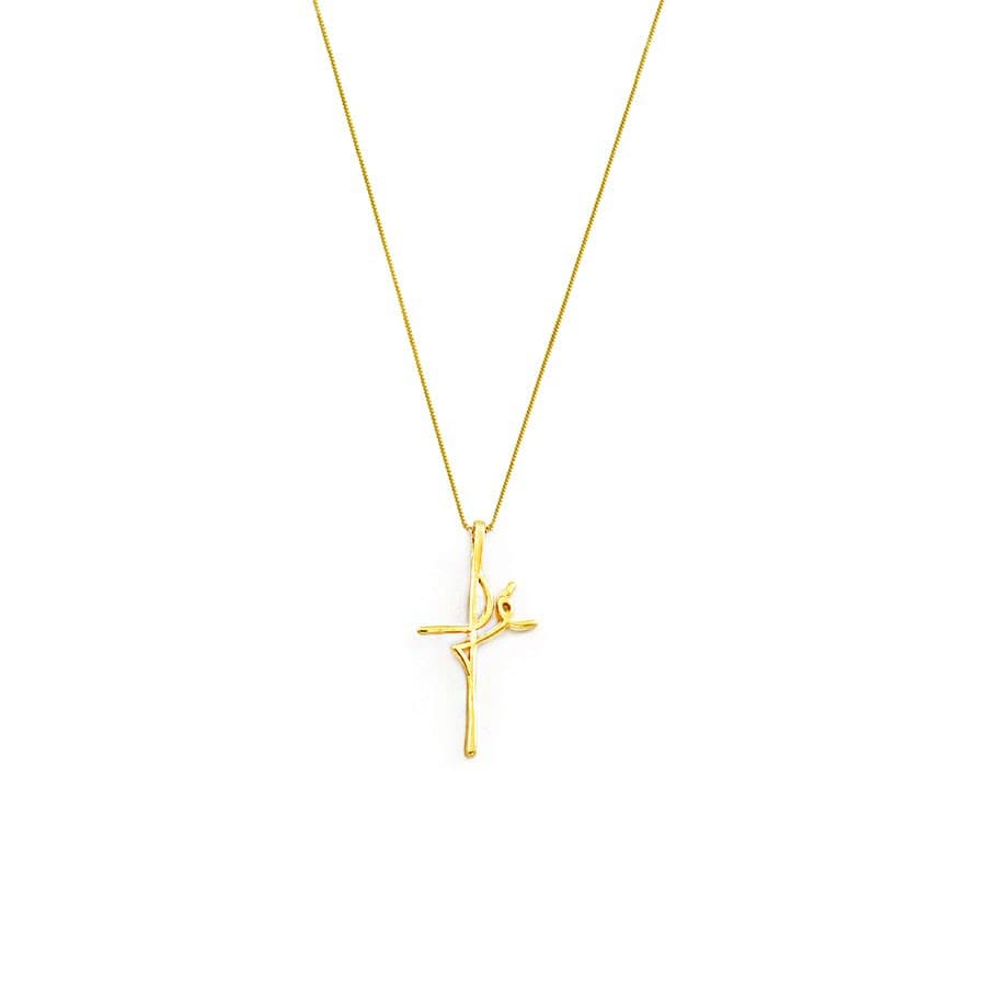 Pingente Fé Dourado + Correntinha Colar Corrente Feminina 45cm Folheado Ouro 18k