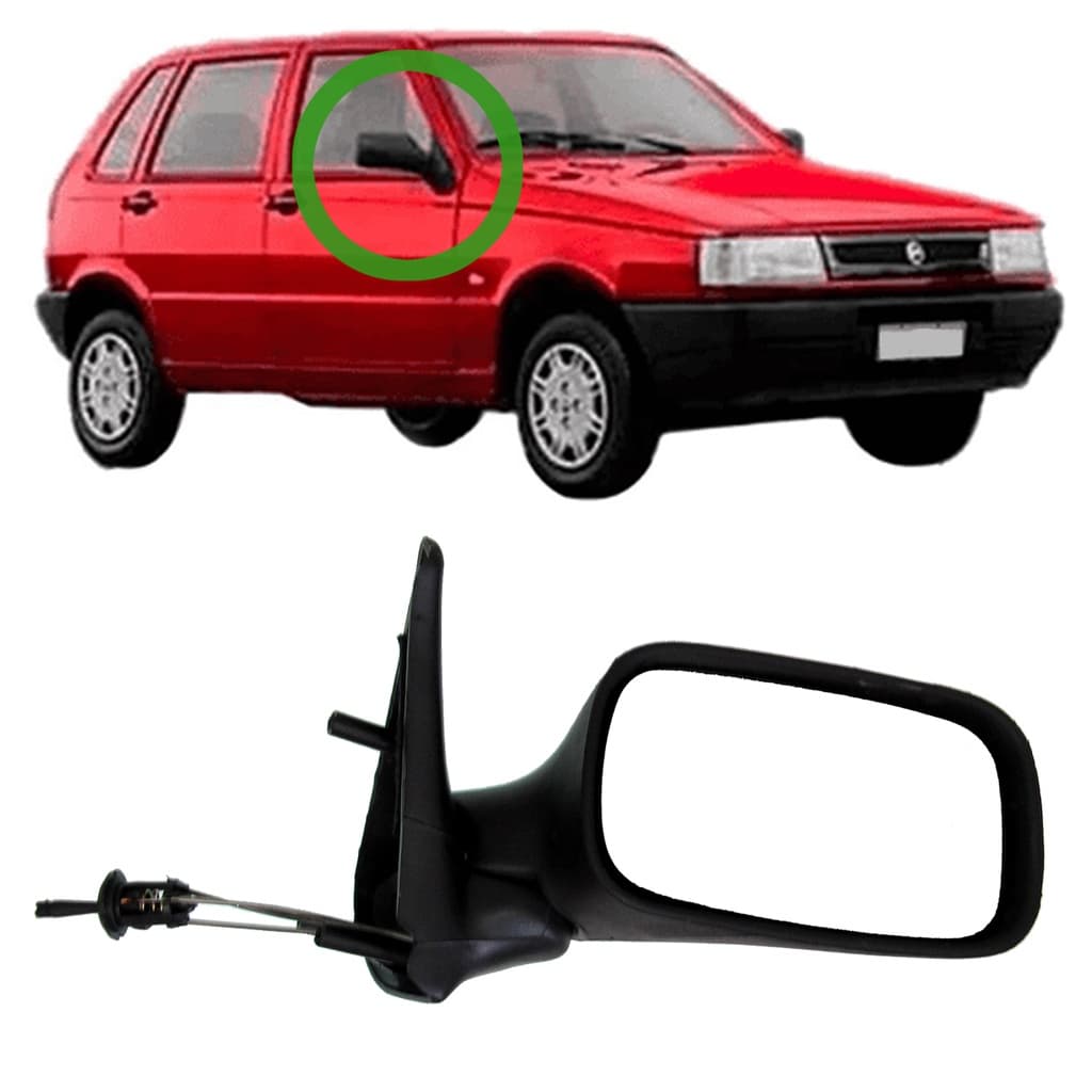Retrovisor Uno Fire 2001 2002 2003 2004 2005 "4 Portas" Com Controle Manual