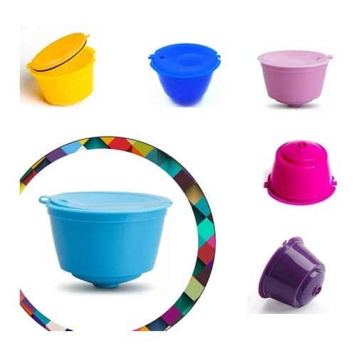 5 Cápsulas Reutilizáveis Dolce Gusto Coloridas Com Colher