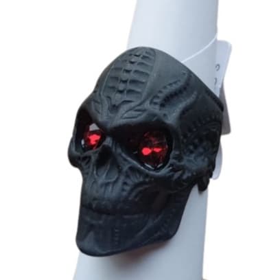 Anel Caveira Punkrock Motoqueiro Aço Inox Preto Fosco