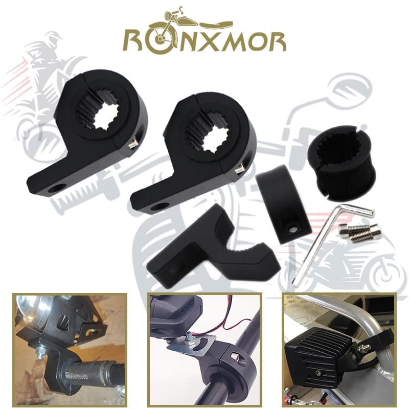 RONXMOR Nova Motocicleta LED Farol Braçadeiras Suportes Tubo Braçadeira Kit De Montagem Para Holofotes Luz Nevoeiro Moto