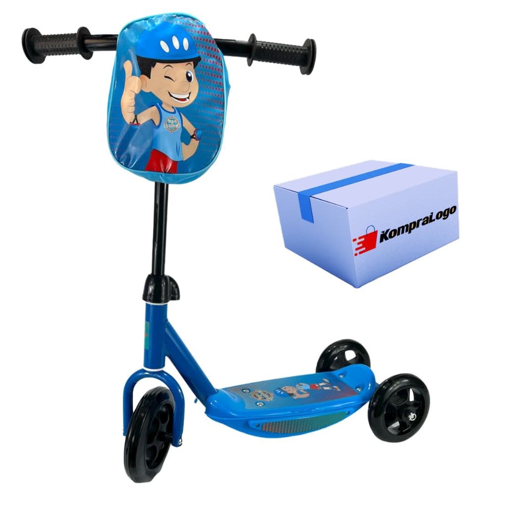 Patinete Azul Infantil 3 Rodas Menino Mochila Masculino