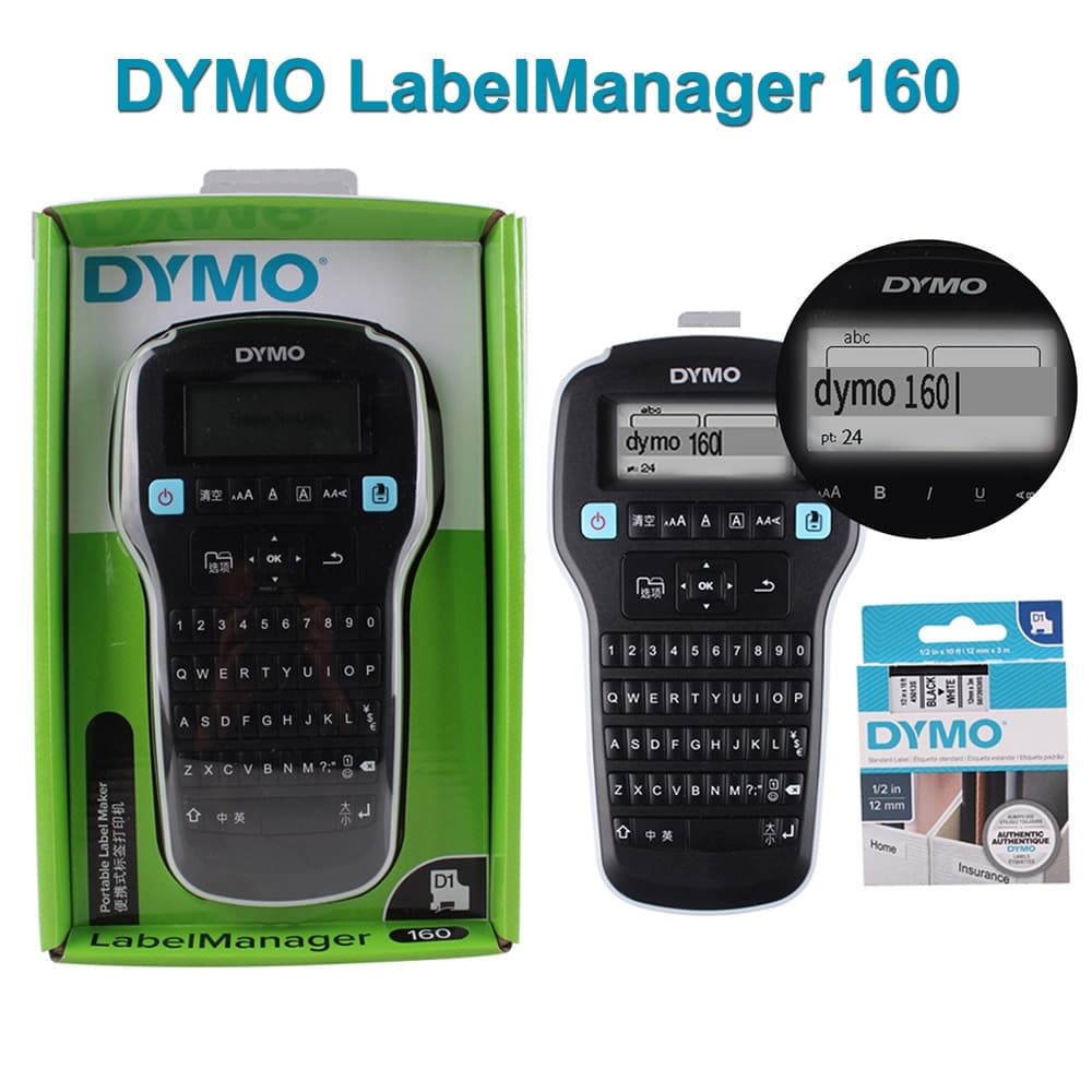 DYMO LabelManager 160 Fabricante De Etiquetas Portátil LM-160 Impressora Recarregável Em Inglês Tela Grande Para Organiz