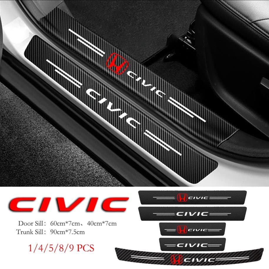 Adesivo De Soleira De Carro Honda Civic Protetor De Porta-Malas À Prova D'água Antiarranhões