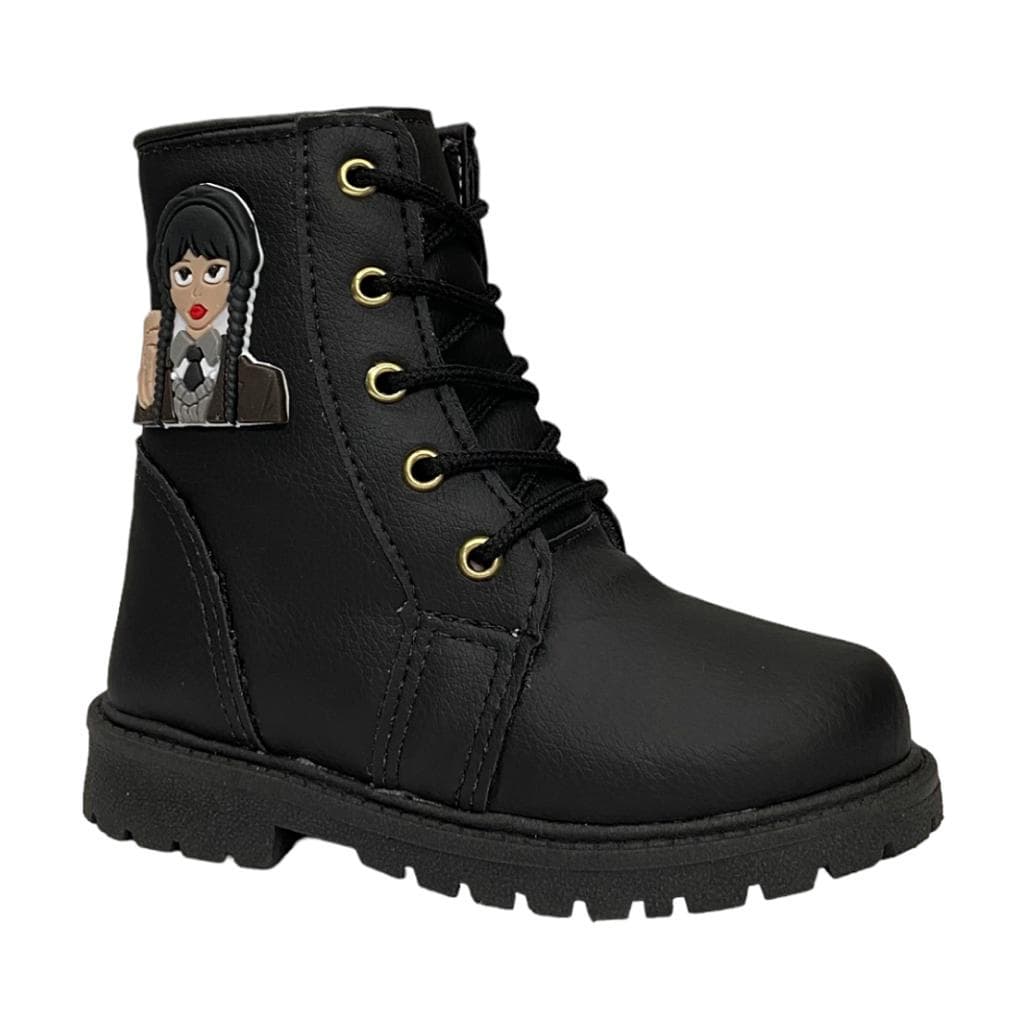 Bota Tratorada Preto Infantil Feminina Wandinha 20 Ao 34