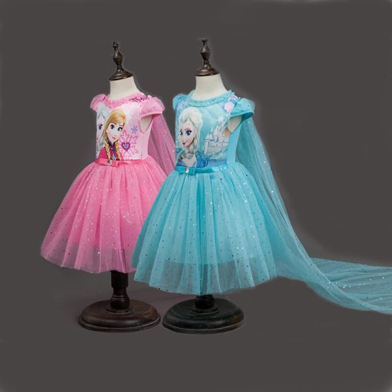 Meninas Anna Elsa Princesa Vestido De Verão Moda Infantil Festa De Carnaval Até 2-10 Anos