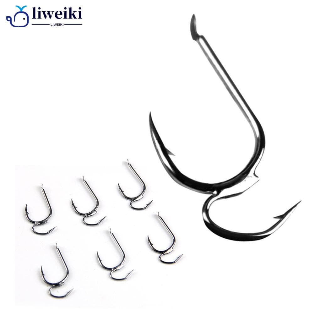 LIWEIKI 10Pcs Anzol De Pesca Duplo Com Farpa De Aço Carbono Anti-running Fish fit Cast Sea Lake Fishing Y6Z9