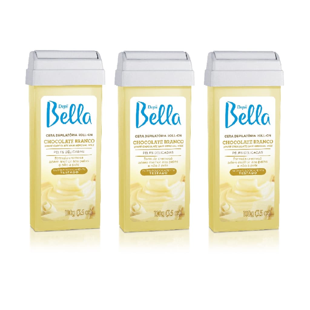 3 Refil Cera Depilatória Chocolate Branco 100g - Depil Bella