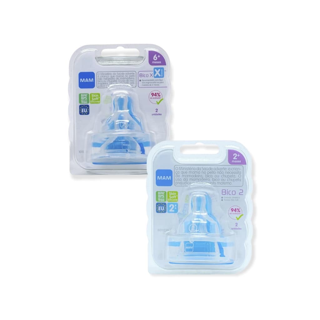 BICO REPOSIÇÃO MAMADEIRA MAM SKINSOFT COM 4 UNIDADES