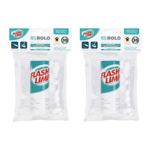 Kit 2 Refil Rolo Adesivo Flash Limp 30 Folhas Cada Original