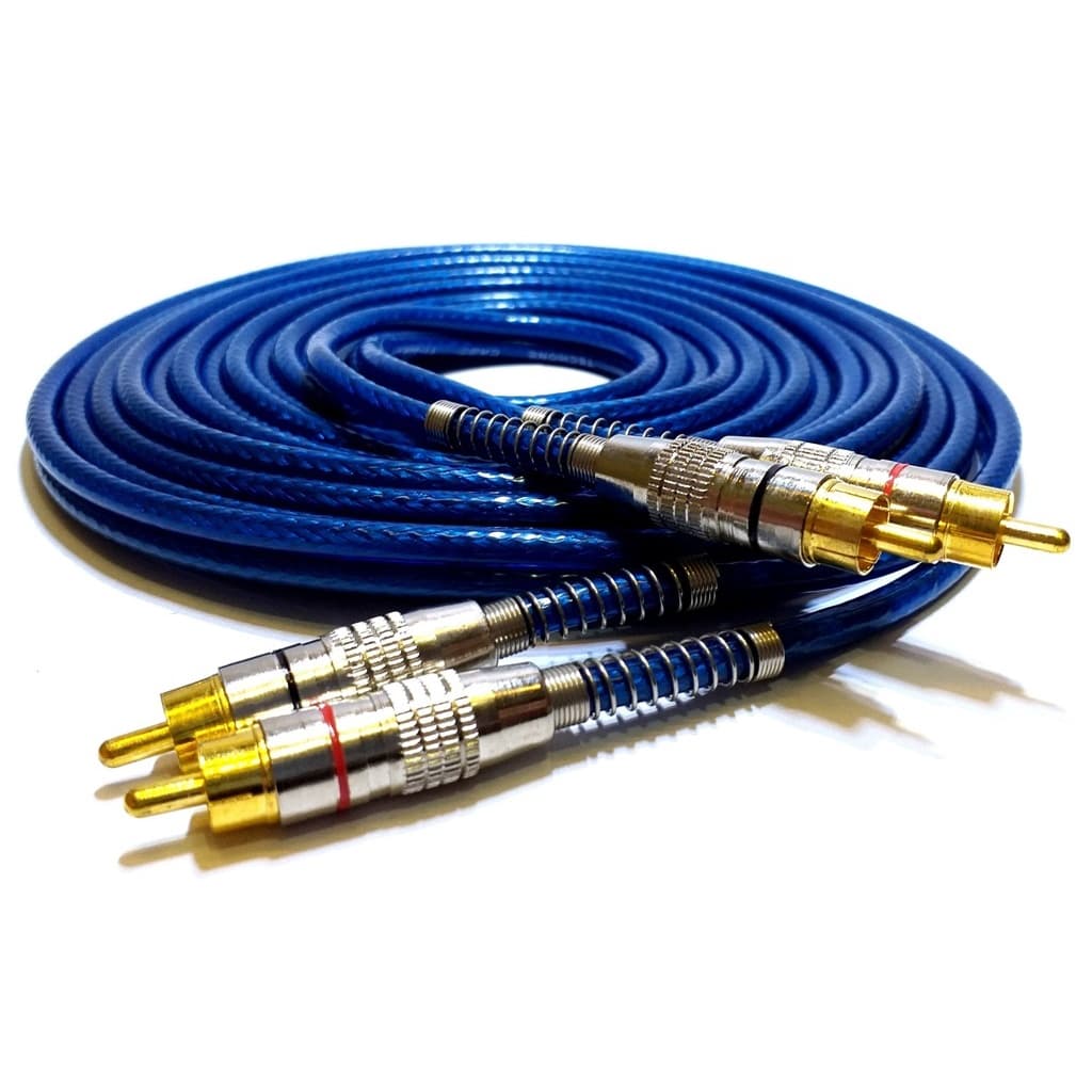 Cabo Rca Blindado 5 Metros Azul Dupla Blindagem 5mm Para Módulos Amplificadores alta voltagem