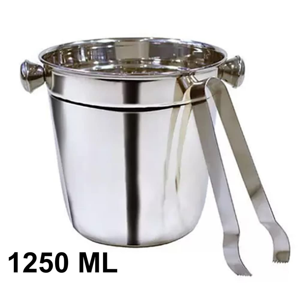 Baldinho Pequeno 1250 ml  13cm  + Pegador Gelo Inox Bebidas Whisky Kit