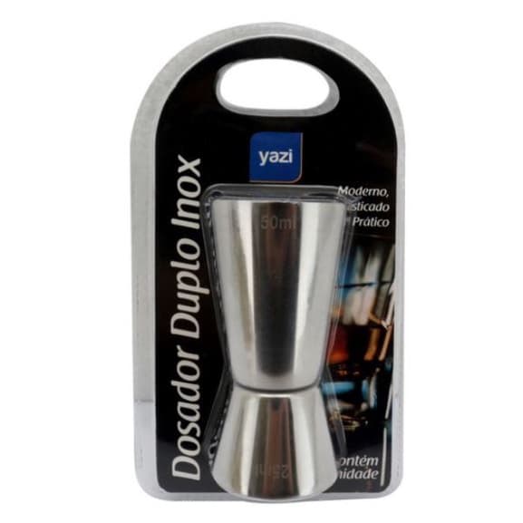 (QUEIMA DE ESTOQUE) Dosador duplo em inox para shots, drinks, bebidas 25/50ml yangzi