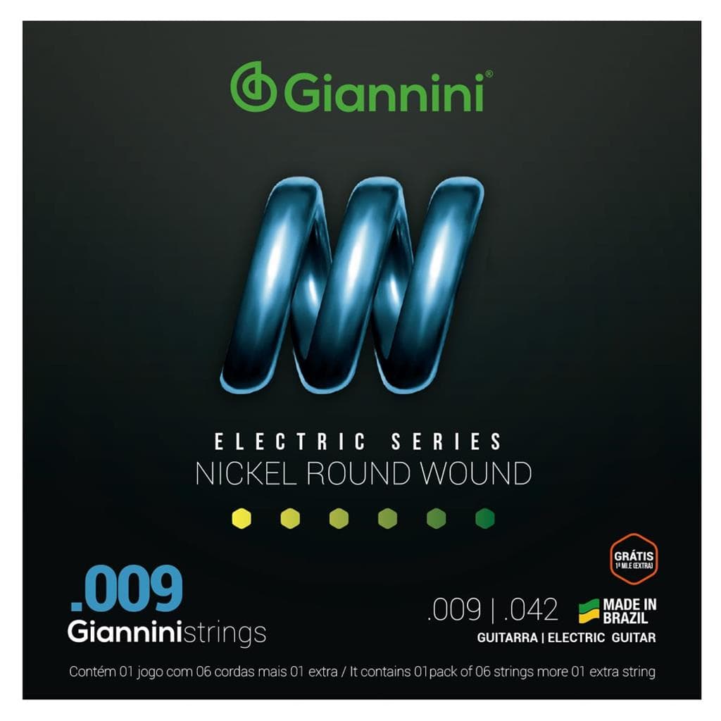 Jogo De Cordas Encordoamentos Giannini Para Guitarra Nickel Wound 009
