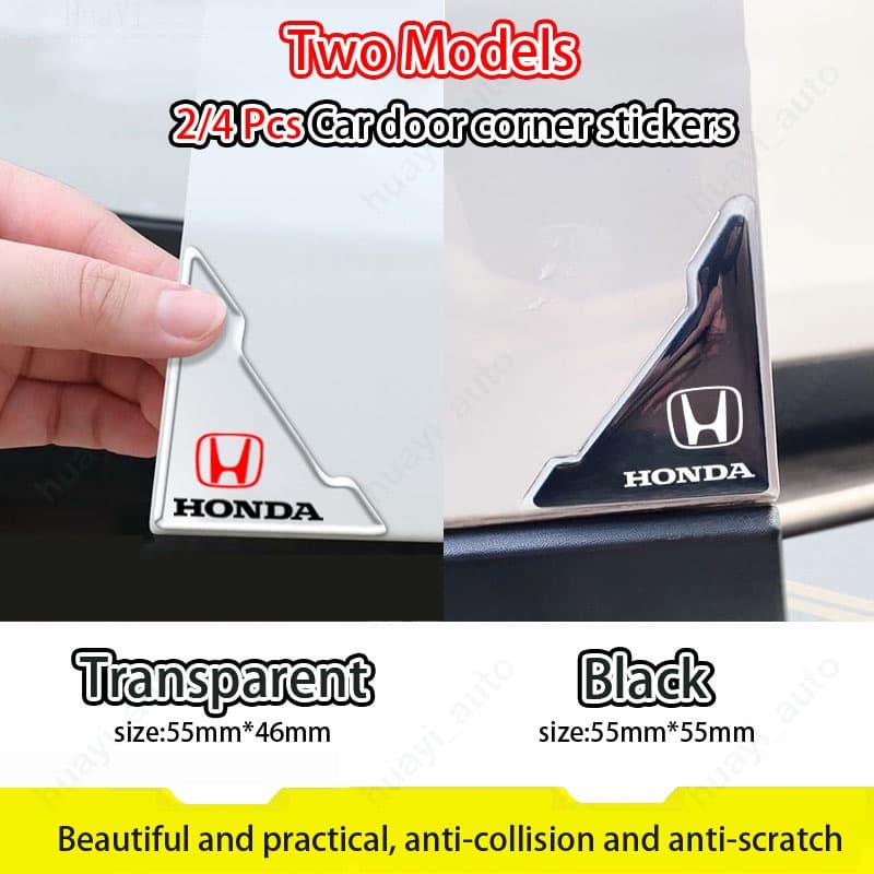 2/4 Pcs Honda Preto Transparente Porta De Carro Canto Autocolantes Anti-Colisão Riscos Para Civic Jazz Fit Spirior Accord Vezel Brio Shuttle Cr-V City Hr