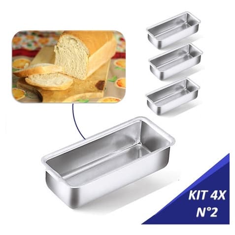 Kit 4 Assadeira Formas Pão Caseiro Bolo Inglês E Gelo N°2