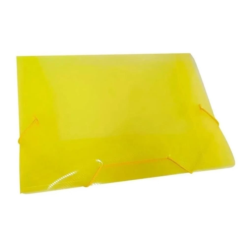 Kit 15 Pastas Aba Elásticas Plástica Ofício Fina Amarela Acp