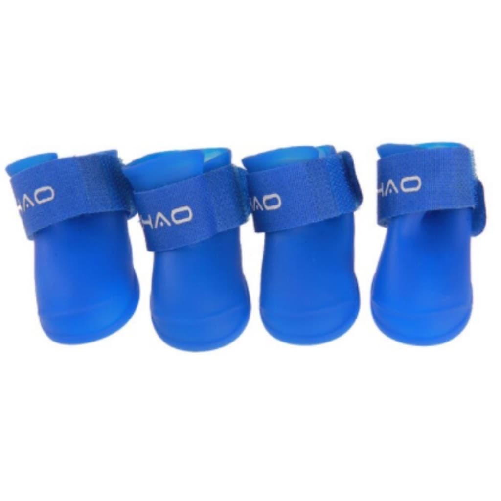 Bota Sapato de Cachorro Pet Botinha Impermeável Silicone Antiderrapante Azul Kit 04 Protetor Patinha