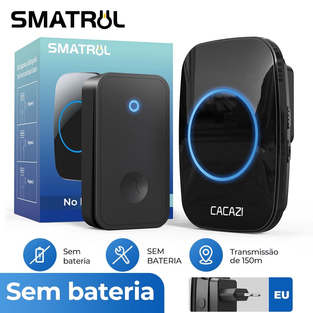 ROVF Cacazi Campainha De Porta À Prova D 'Água Sem Fio Alcance 300m / Tomada Ue / Música / Casa / Modelo Chime-2021 / A10