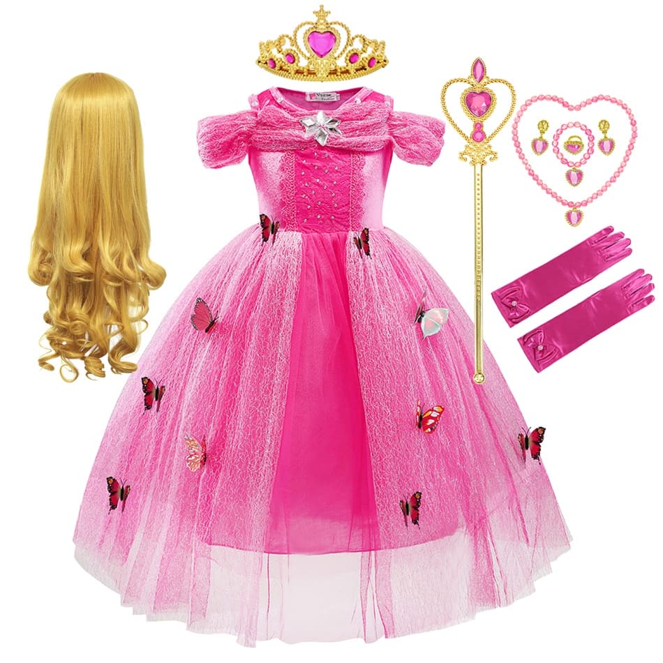 Garotas Aurora Princesa Cosplay Vestido De Halloween Festa Fantasia De Borboleta Carnaval Roupas Crianças Elegante Q181