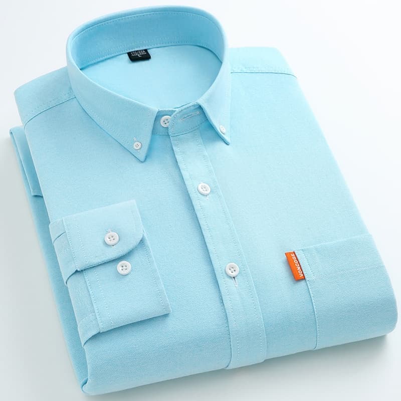Casual 100% Algodão Manga Longa Masculina Camisas Oxford Social Coreano Estilo Homens Camisa