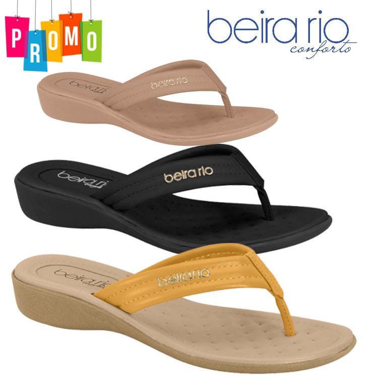 Sandalia de Dedo Rasteira Tamanco Feminino Conforto Salto Anabela Linha Conforto Beira Rio Rasteirinha Dia a Dia Casuala