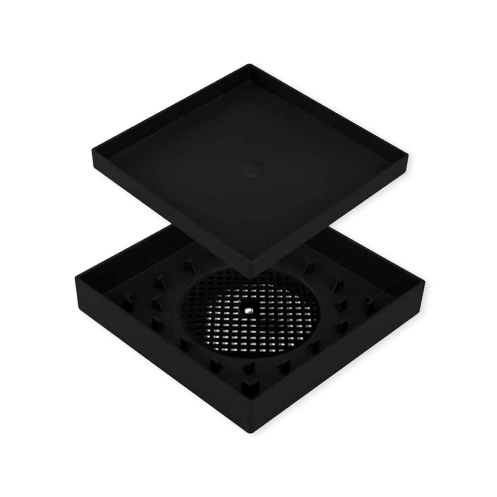 Adicione um toque moderno ao seu banheiro com o Ralo 10x10 Oculto Seca Piso/Porcelanato Inteligente Preto.