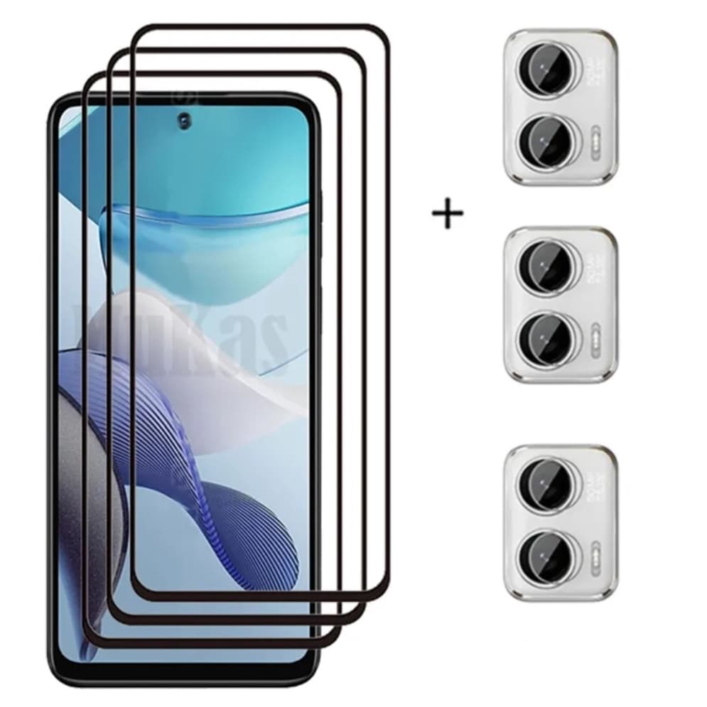 película Vidro 3d +Vidro de câmera  moto G05 G54 G14 G84 G04 G75 G34 G15 G55 vidro de tela da câmera