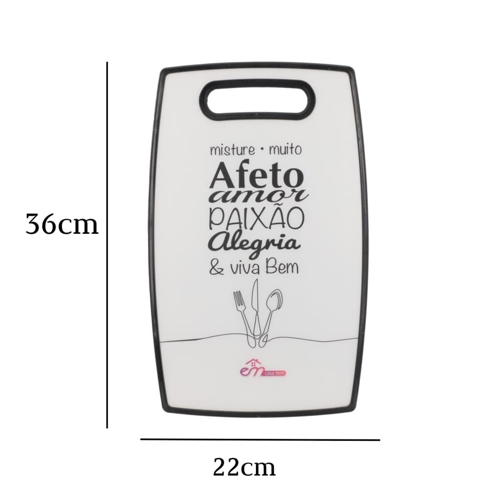 Tabua de corte 38x24 grande resistente decorada com frases