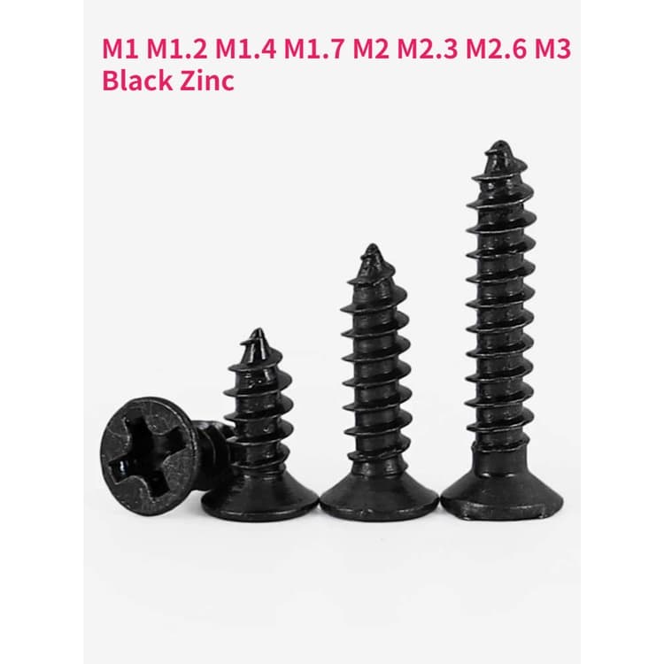 M1 M1 M1.2 M1.4 M1.7 M2 M2.3 M2.6 M3 Parafusos Auto-Roscantes De Cabeça Plana Phillips Parafuso De Madeira