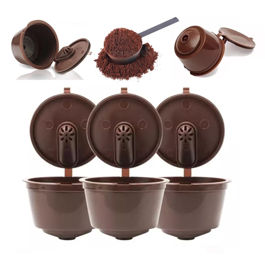 kit 4 Cápsulas Dolce Gusto Reutilizável Recarregável Com Colher medida certa