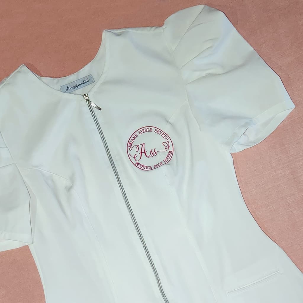 Jaleco Feminino Manga Curta Bufante Princesa Bordado Com Sua Logo Personalizado