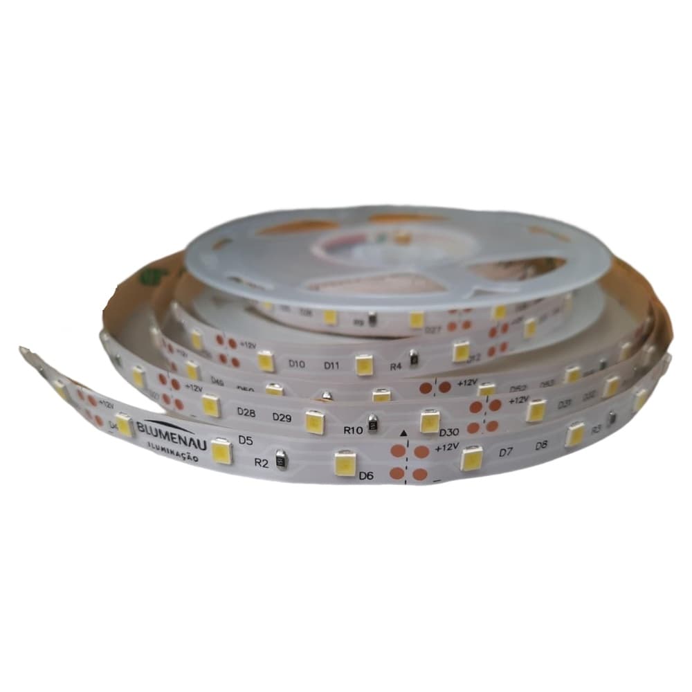 Fita de Led 60 leds/m 6w/m 12v IP20 5m Blumenau Branco Neutro- 4100k