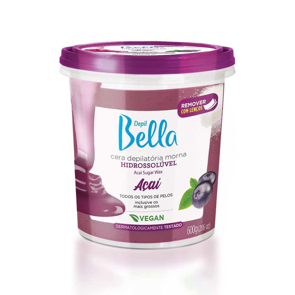 Cera Depilatória Hidrossolúvel Açaí 600g  - Depil Bella