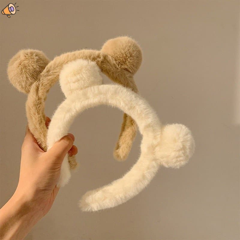 Outono E Inverno Bonito Urso De Pelúcia Orelha Bandana Feminino Dos Desenhos Animados Cabelo Quebrado Lavagem Máscara Fa